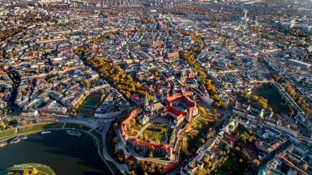 jesienny kraków z lotu ptaka