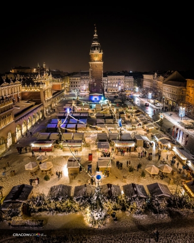 rynek w Krakowie ujęcia z drona