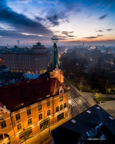ujęcia z drona globus w Krakowie