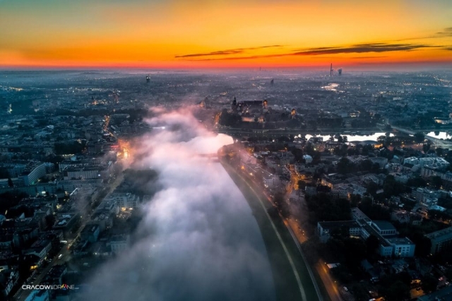 widok na wisłę z drona